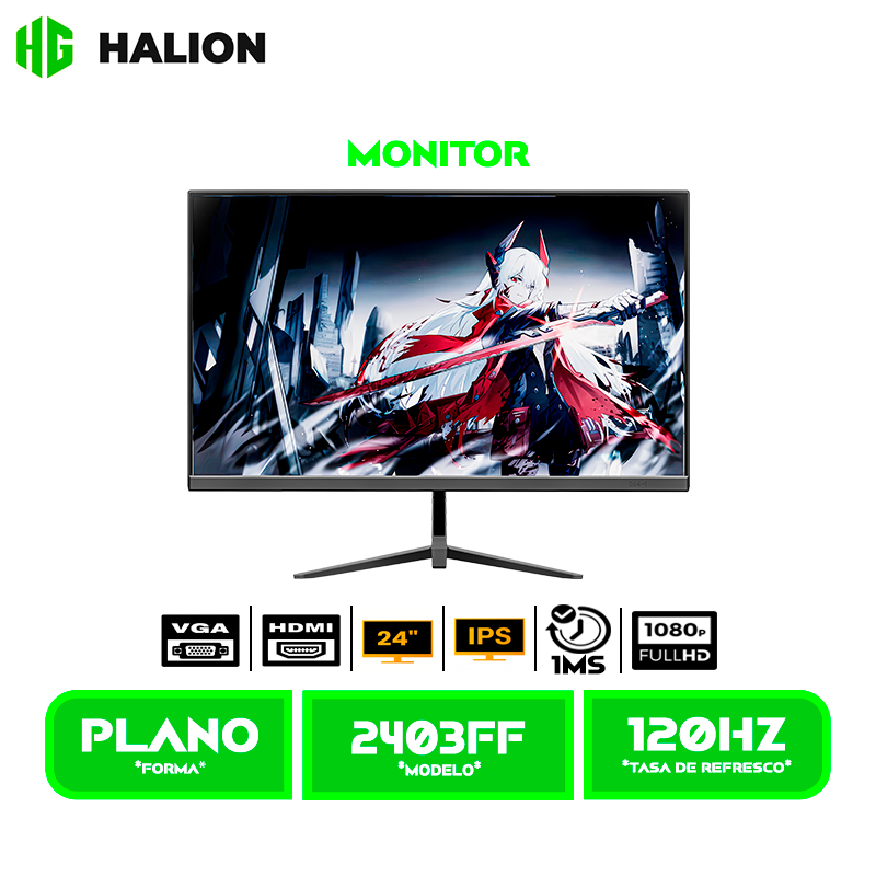 MONITOR HALION 24 HS2403FF PLANO IPS 120HZ FHD