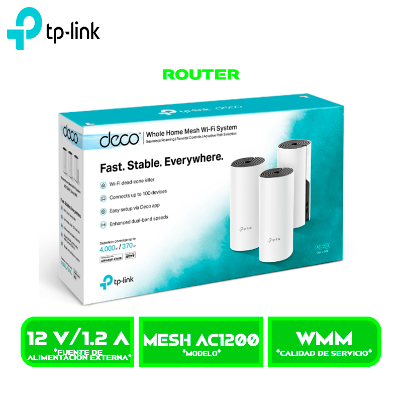 TP-LINK DECO M4 3 PACK SISTEMA Wi-Fi, 5 GHz, 2,4 GHz MESH AC1200 (DECO M4(3PACK))