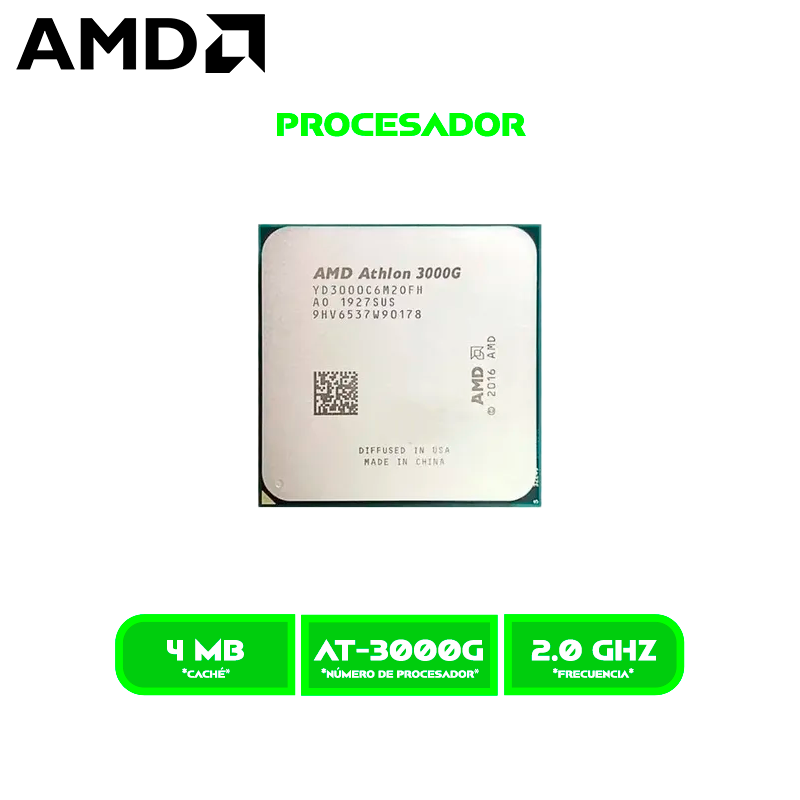 PROCESADOR AMD ATHLON 3000G 3.5GHZ/5MB 2CORE RADEON VEGA 3 (YD3000C6FHSBX)
