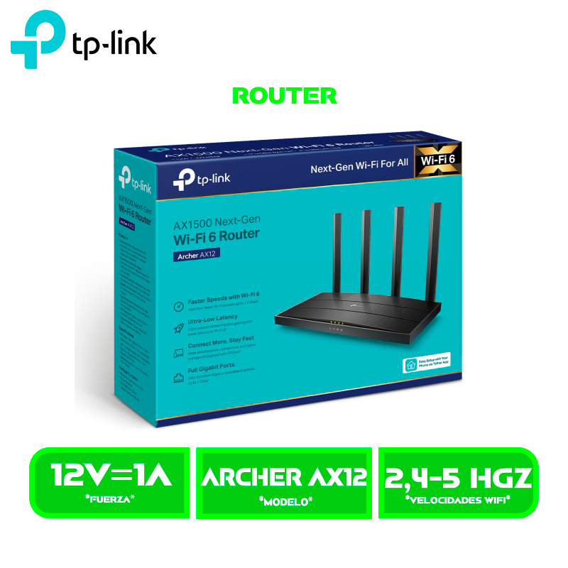 ROUTER TP-LINK ARCHER AX12 AX1500 WI-FI 6 GIGABIT (ARCHER AX12)