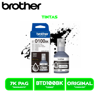 TINTA BROTHER BTD100BK BLACK T230D/T430DW/T530DW/T730DW/T830DW/T930DWv