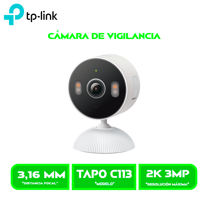 CAMARA DE VIGILANCIA TP-LINK TAPO C113 INDOOR/OUTDOOR HOME INTERIOR/EXTERIOR WI-FI, 2K (TAPOC113