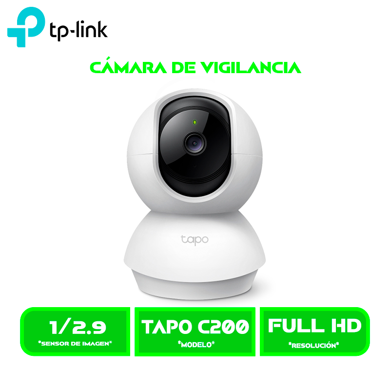 CAMARA DE VIGILANCIA TP-LINK TAPO C200 1080P FHD WI-FI, 360°, HORIZONTAL, VISION NOCTURNA (TAPO C200) HOGAR