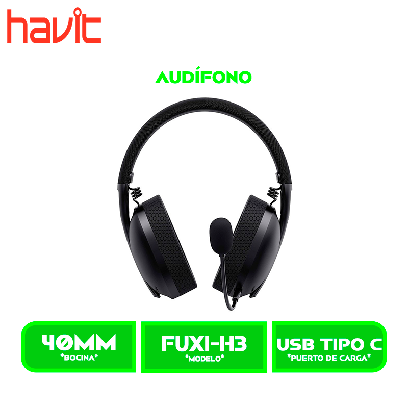 FUXI-H3 2 AUDIFONO HAVIT FUXI-H3 | BLUETOOTH- INALAMBRICO- USB | 7.1 | NEGRO