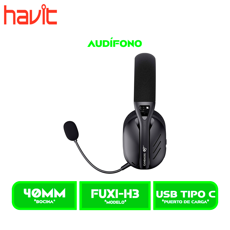 FUXI-H3 3 AUDIFONO HAVIT FUXI-H3 | BLUETOOTH- INALAMBRICO- USB | 7.1 | NEGRO