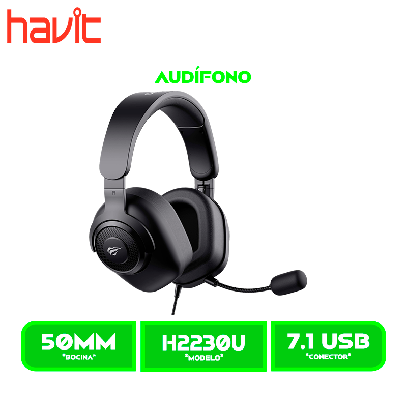 AUDIFONO C/MICROFONO HAVIT 7.1 GAMER H2230U USB BLACK