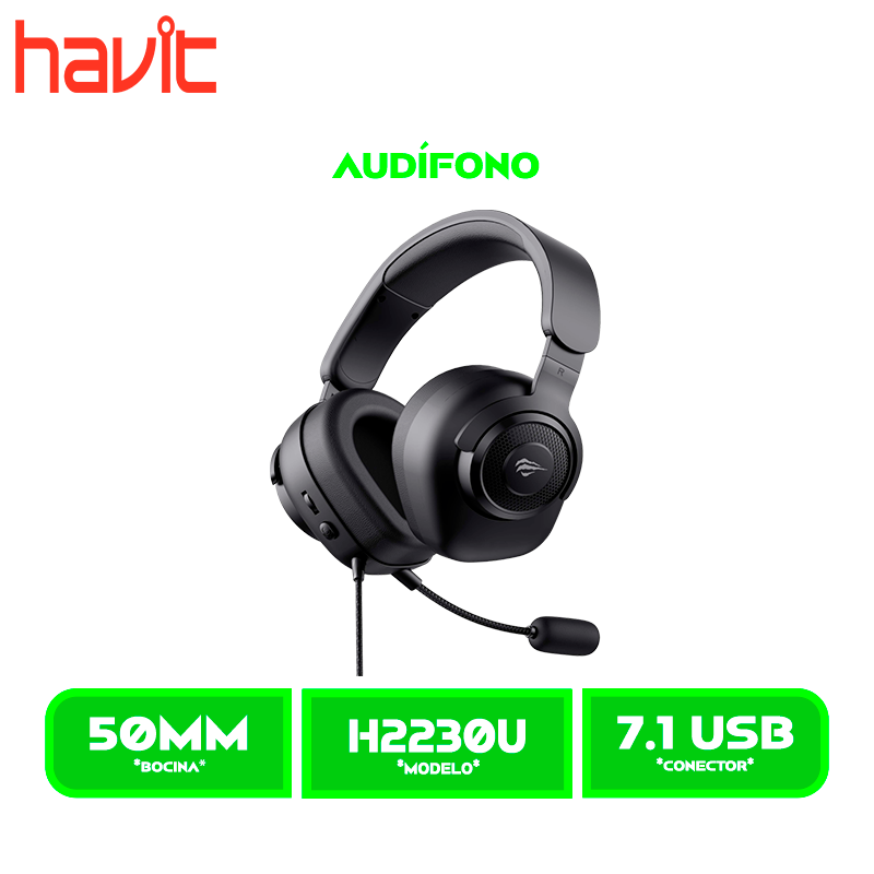 AUDIFONO C/MICROFONO HAVIT 7.1 GAMER H2230U USB BLACK