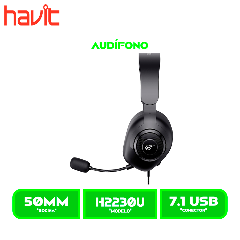 AUDIFONO C/MICROFONO HAVIT 7.1 GAMER H2230U USB BLACK