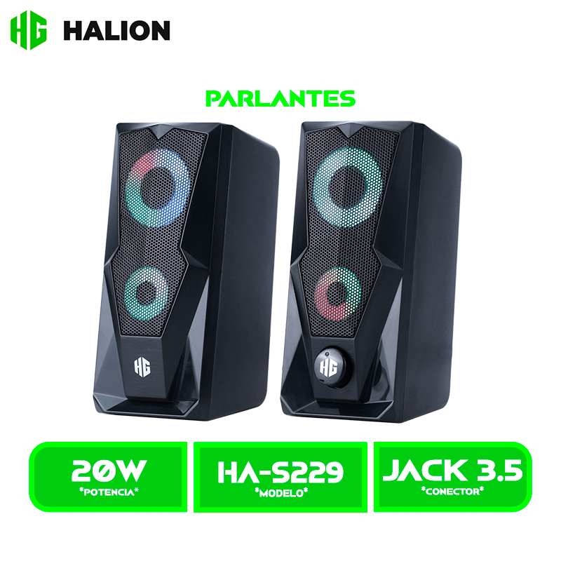 PARLANTE HALION GAMER HA-S229 USB, LED 7 COLORES