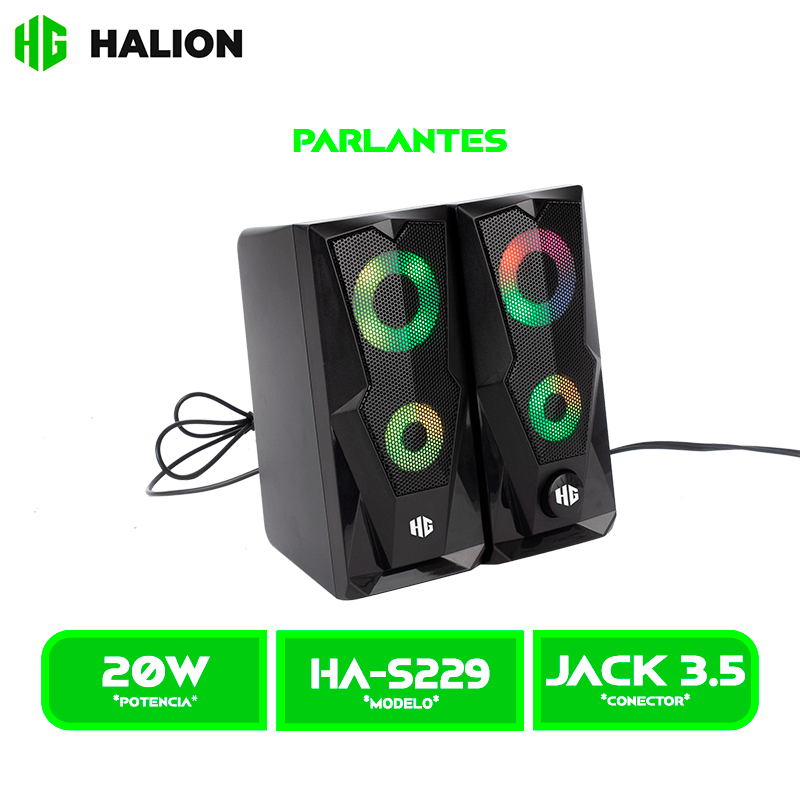 PARLANTE HALION GAMER HA-S229 USB, LED 7 COLORES