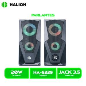 HA-S229 PARLANTE HALION GAMER HA-S229 USB, LED 7 COLORES