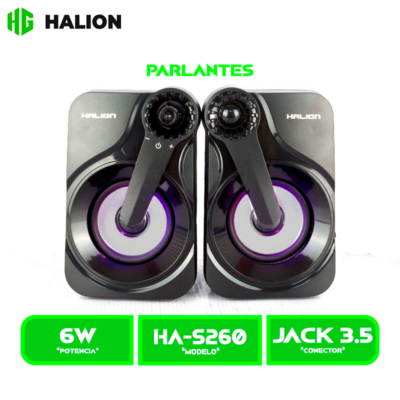 PARLANTE HALION GAMER USB 2.0 HA-S260, 7 COLORES LED
