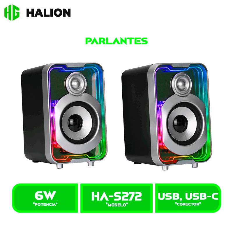 PARLANTE HALION GAMER 2.0 HA-S272 RGB, BT, CABLEADO