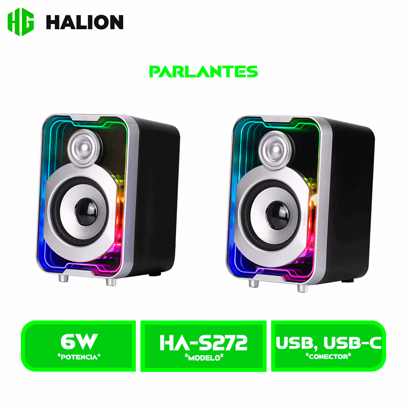 PARLANTE HALION GAMER 2.0 HA-S272 RGB, BT, CABLEADO