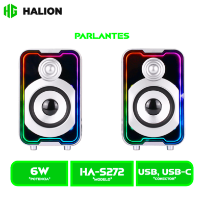 PARLANTE HALION GAMER 2.0 HA-S272 RGB, BT, CABLEADO