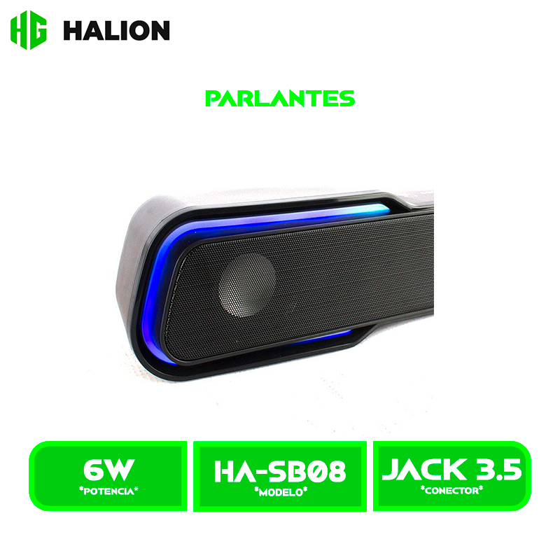 PARLANTE HALION GAMER BARRA HA-SB08 LED RGB BT