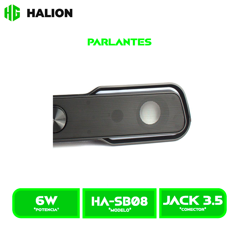 PARLANTE HALION GAMER BARRA HA-SB08 LED RGB BT
