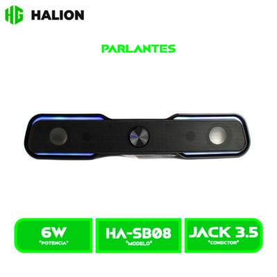 PARLANTE HALION GAMER BARRA HA-SB08 LED RGB BT