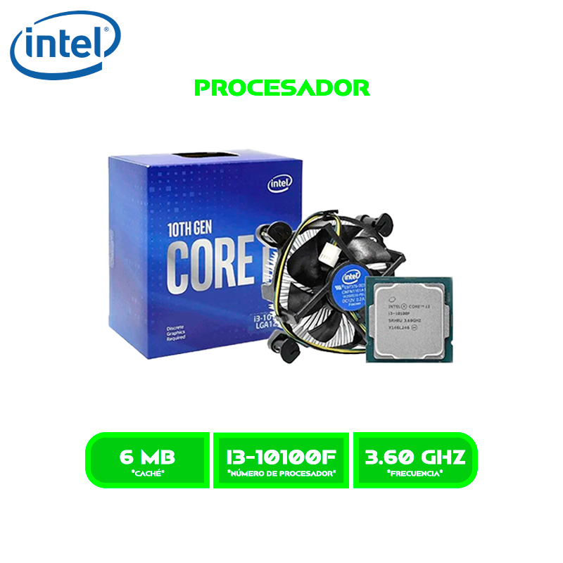 PROCESADOR INTEL CORE I3 10100F / 3.6 GHZ / 6MB BOX / LGA 1200