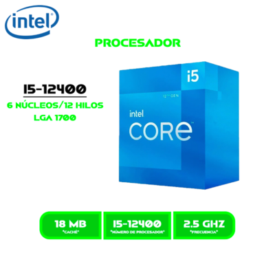 PROCESADOR INTEL CORE I5 12400 2.5 GHZ/ 4.4GHZ 18MB/ LGA 1700