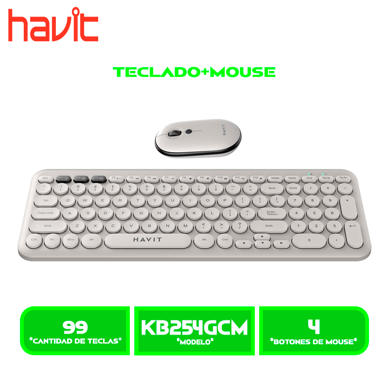 TECLADO+MOUSE HAVIT WIRELESS KB254GCM-SP (HVKB-KB254GCM-SP-GY) GREY