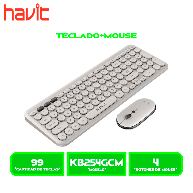 TECLADO+MOUSE HAVIT WIRELESS KB254GCM-SP (HVKB-KB254GCM-SP-GY) GREY