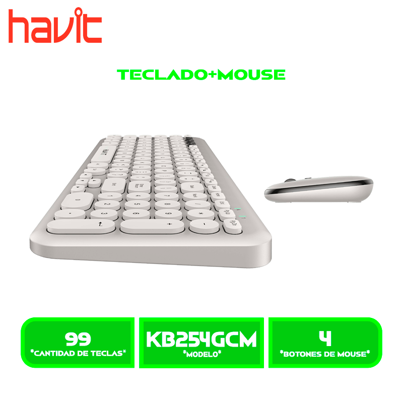TECLADO+MOUSE HAVIT WIRELESS KB254GCM-SP (HVKB-KB254GCM-SP-GY) GREY