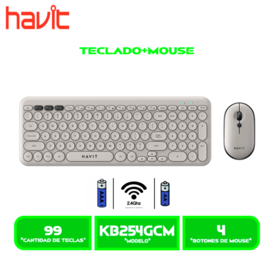 TECLADO+MOUSE HAVIT WIRELESS KB254GCM-SP (HVKB-KB254GCM-SP-GY) GREY