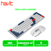 TECLADO+MOUSE HAVIT KB830WB-SP (HVKB-KB830WB-SP-WH) WIRELESS / BLUETOOTH WHITE, RED, BLUE