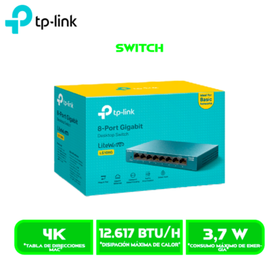 SWITCH TP-LINK LS108G 8 PUERTOS, 10/100/1000 MBPS, GIGABIT, (TL-LS108G)