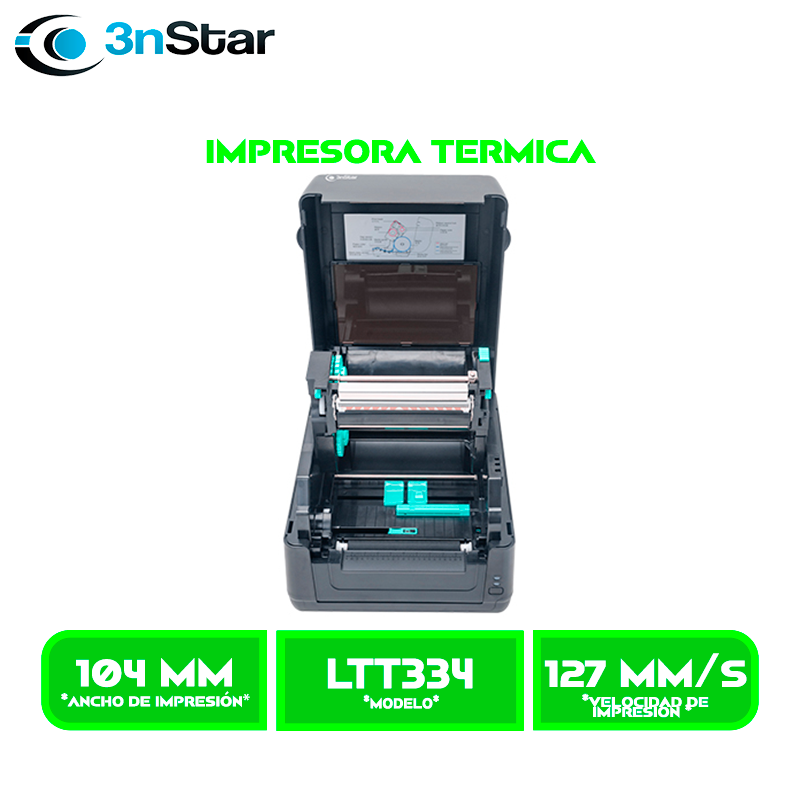 IMPRESORA DE ETIQUETAS 3NSTAR TERMICAS (LTT334) 1D/2D 127 mm/s SOPORTA CINTAS 300m/,104mmX1778 mm, INTERFAZ, USB, ETHERNET
