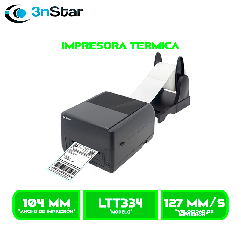 IMPRESORA DE ETIQUETAS 3NSTAR TERMICAS (LTT334) 1D/2D 127 mm/s SOPORTA CINTAS 300m/,104mmX1778 mm, INTERFAZ, USB, ETHERNET