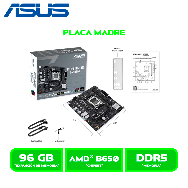 PLACA ASUS PRIME B650M-F / AM5 / DDR5 / HDMI-DP-M.2-SATA / (AMD)