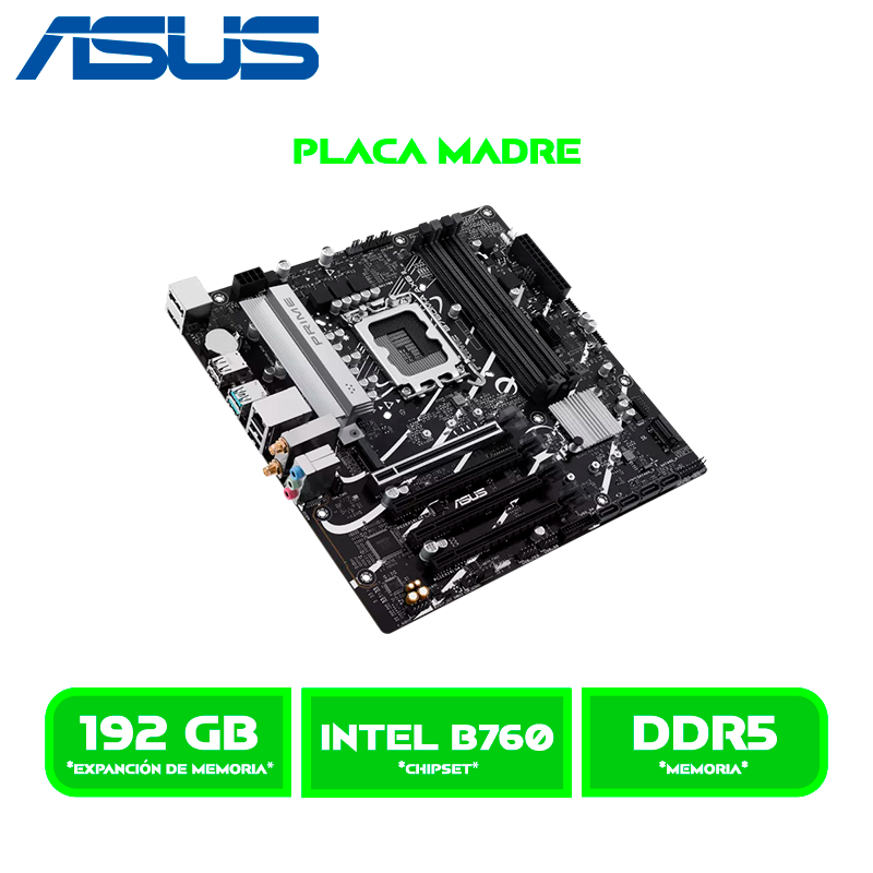 PLACA ASUS PRIME B760M-A AX6 II / LGA 1700 / DDR5 / HDMI-DP-M.2-PCIE 4.0-3.0 SATA / WI-FI "6-BLUETOOTH
