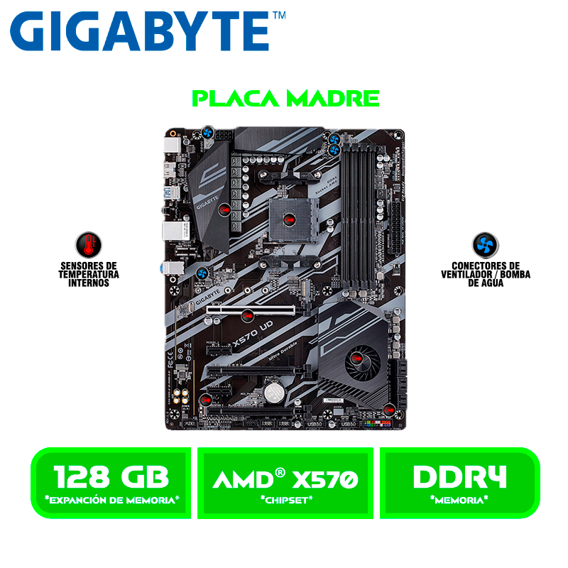 PLACA GIGABYTE X570 UD DDR4 128GB 3200 MHZ HDMI ATX