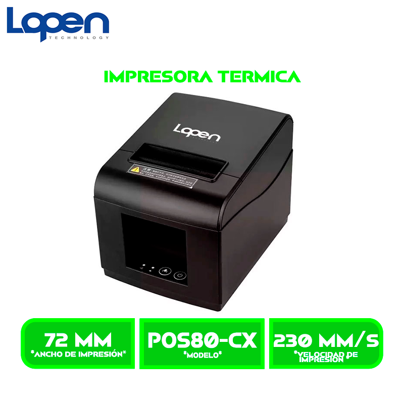 IMPRESORA TERMICA LOPEN LN-POS80-CX 80MM, USB, ETHERNET