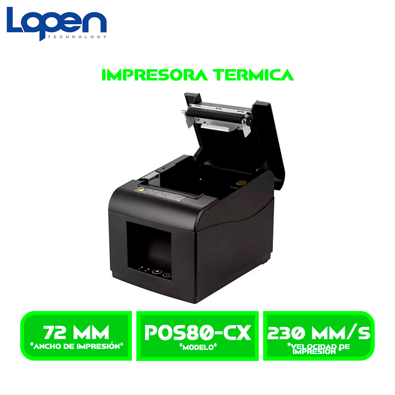 IMPRESORA TERMICA LOPEN LN-POS80-CX 80MM, USB, ETHERNET