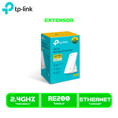 EXTENSOR TP-LINK RE200 AC750 DOBLE BANDA WI-FI 300MBPS 2.4GHZ/ 433MBPS 5GHZ (RE200)