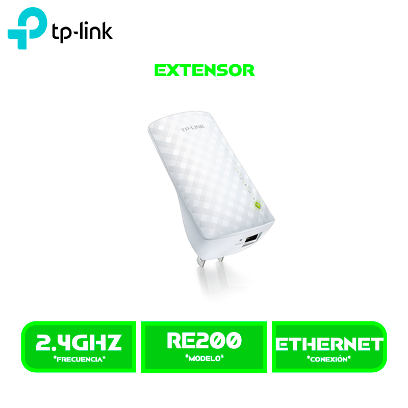 EXTENSOR TP-LINK RE200 AC750 DOBLE BANDA WI-FI 300MBPS 2.4GHZ/ 433MBPS 5GHZ (RE200)