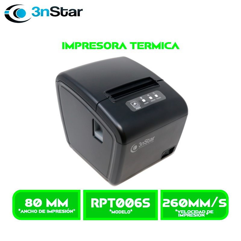 IMPRESORA TERMICA 3NSTAR (RPT006S) 80 mm VELOCIDAD 260 mm/s INTERFAZ USB, ETHERNET, SERIAL
