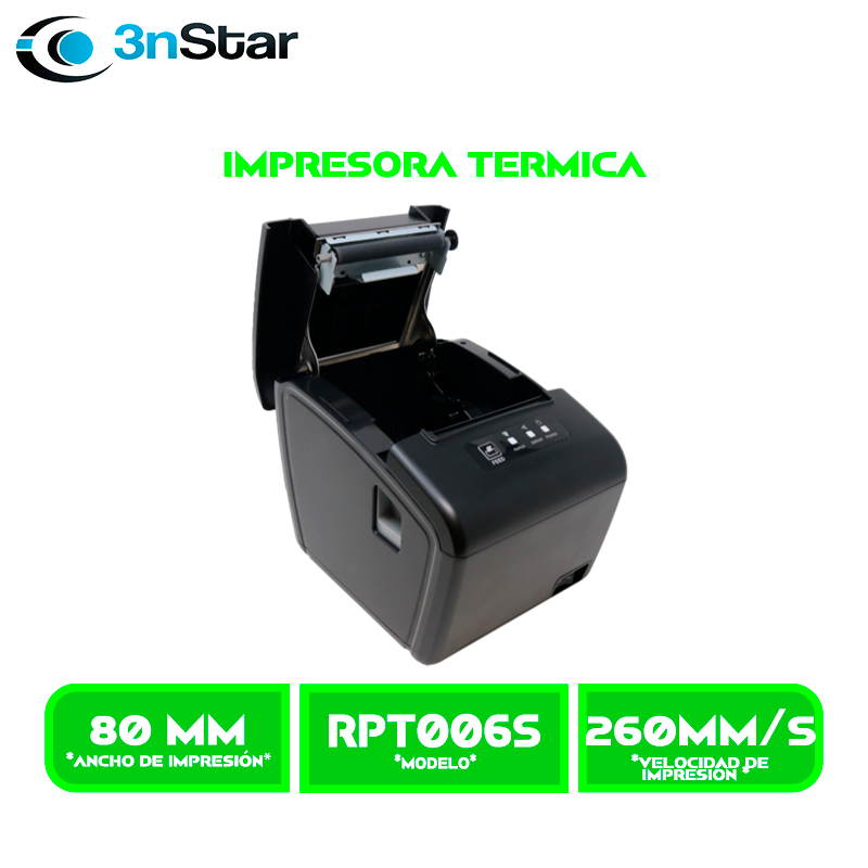 IMPRESORA TERMICA 3NSTAR (RPT006S) 80 mm VELOCIDAD 260 mm/s INTERFAZ USB, ETHERNET, SERIAL