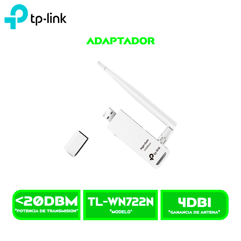ADAPTADOR USB INALAMBRICO TP-LINK TL-WN722N 150 MBPS