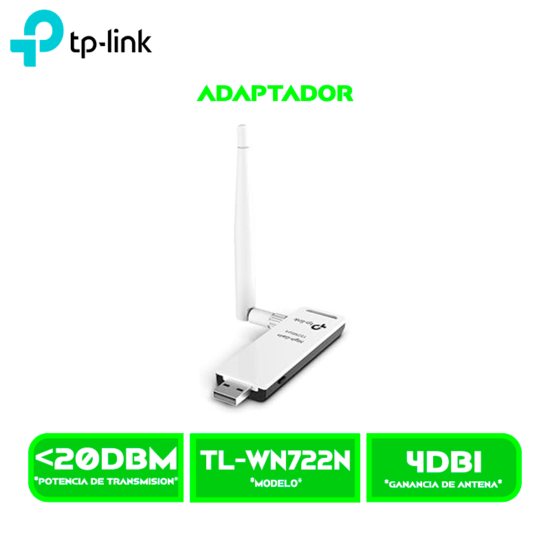 ADAPTADOR USB INALAMBRICO TP-LINK TL-WN722N 150 MBPS