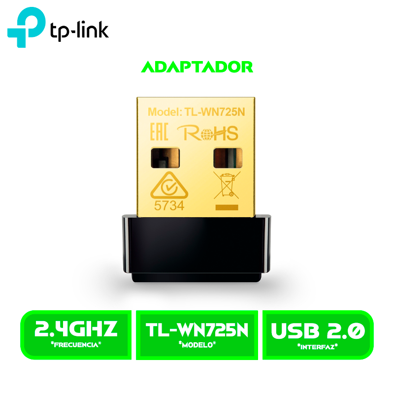 ADAPTADOR USB INALAMBRICO TP-LINK TL-WN725N NANO 150 MBPS