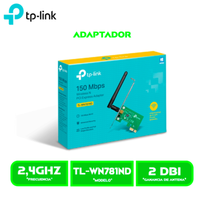 ADAPTADOR INALAMBRICO TP-LINK TL-WN781ND 300 MBPS PCI EXPRESS