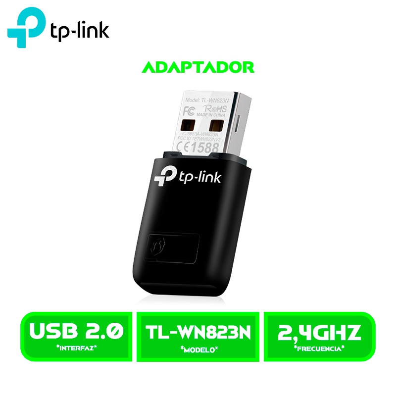 ADAPTADOR USB INALAMBRICO TP-LINK TL-WN823N MINI 300MB