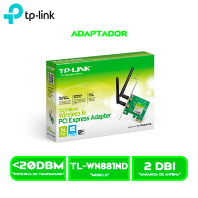 ADAPTADOR INALAMBRICO TP-LINK TL-WN881ND N A 300 MBPS PCI EXPRESS
