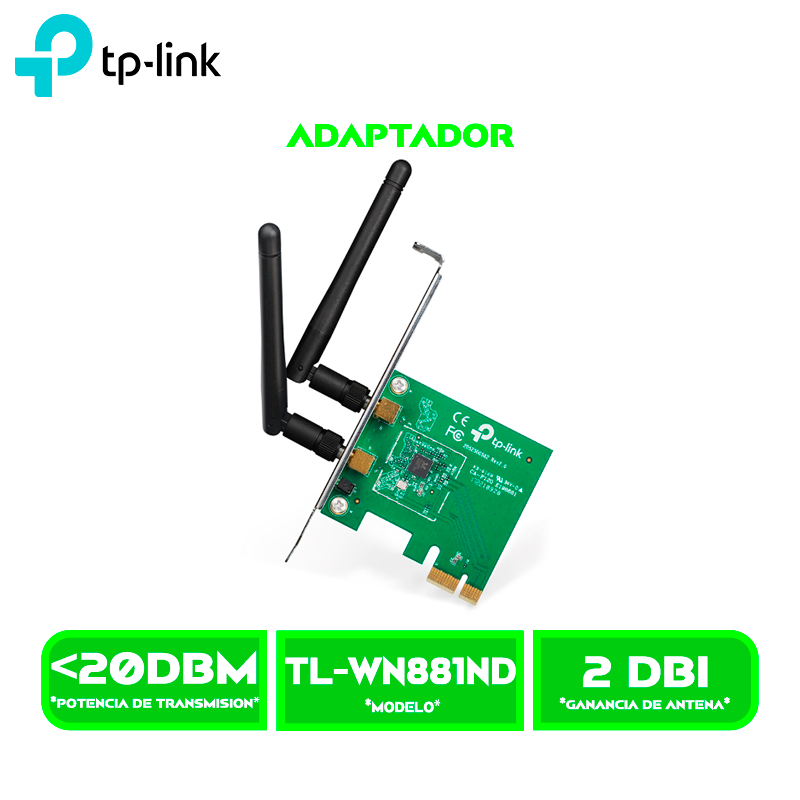 ADAPTADOR INALAMBRICO TP-LINK TL-WN881ND N A 300 MBPS PCI EXPRESS