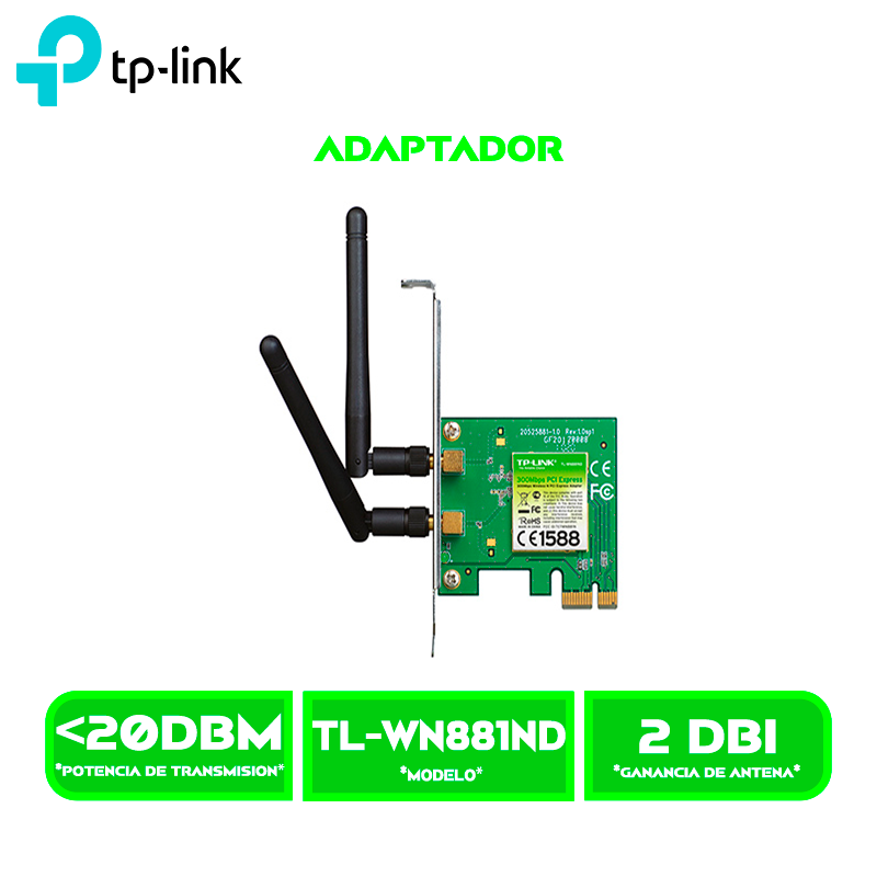 ADAPTADOR INALAMBRICO TP-LINK TL-WN881ND N A 300 MBPS PCI EXPRESS