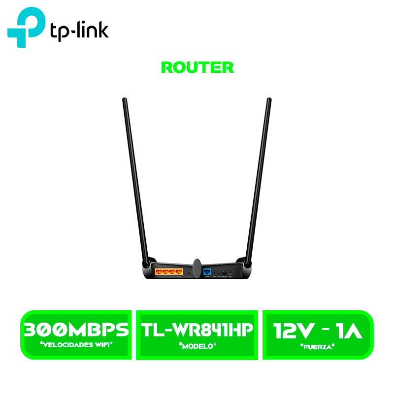ROUTER TP-LINK WR841HP WIRELESS 300 MBPS HIGH POWER 5PTS ANT DE 9 DB